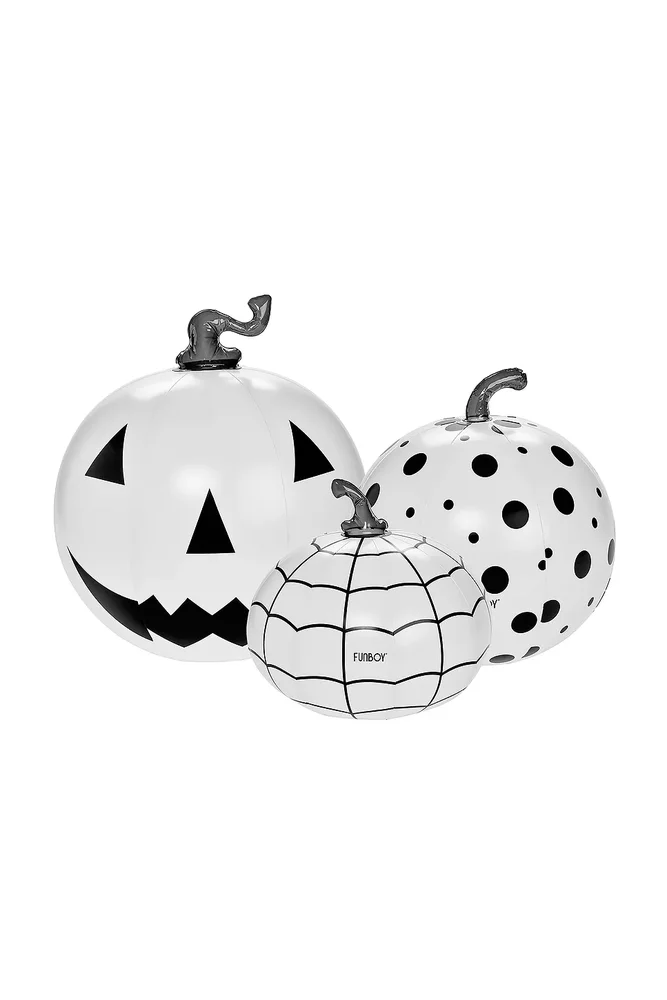 Black & White Pack Of 3 Light Up Inflatable Pumpkin