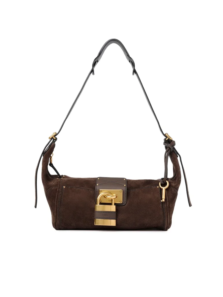 Paddington Crossbody Bag in Suede Leather, Kohl Brown