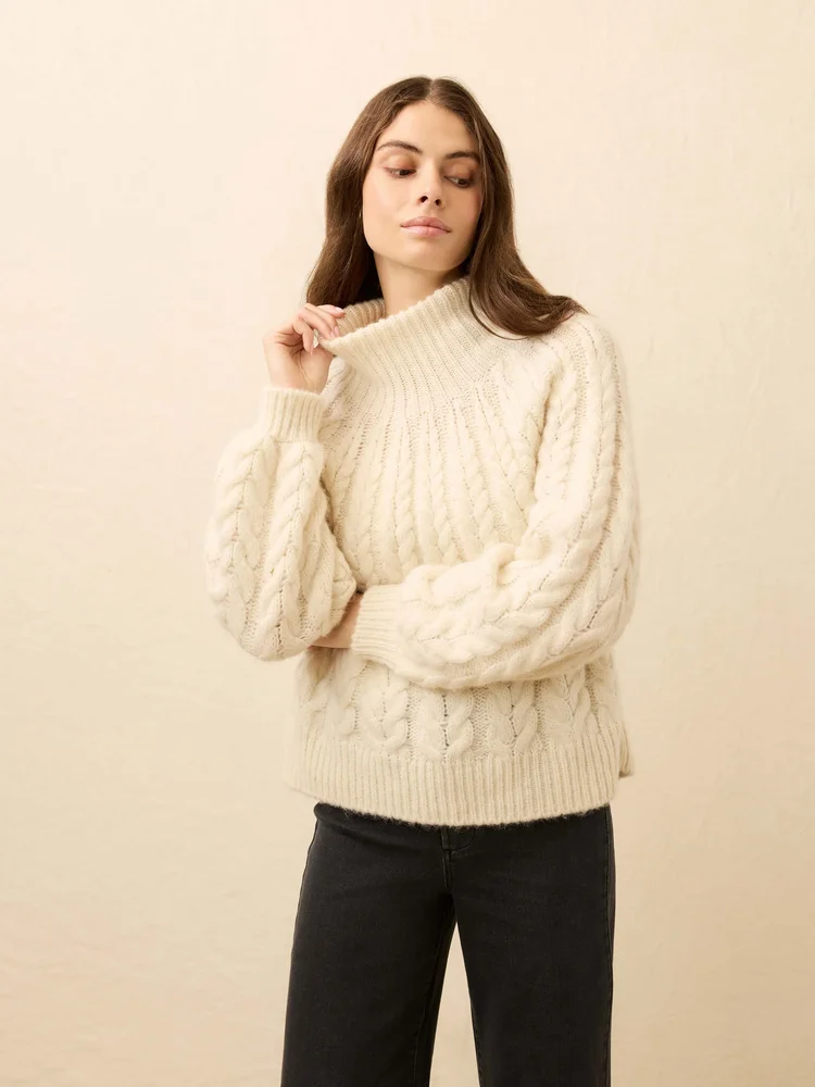 Frost Cableknit Sweater, Cream