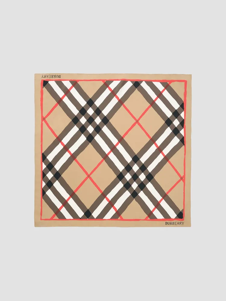 Watercolor Check Silk Scarf
