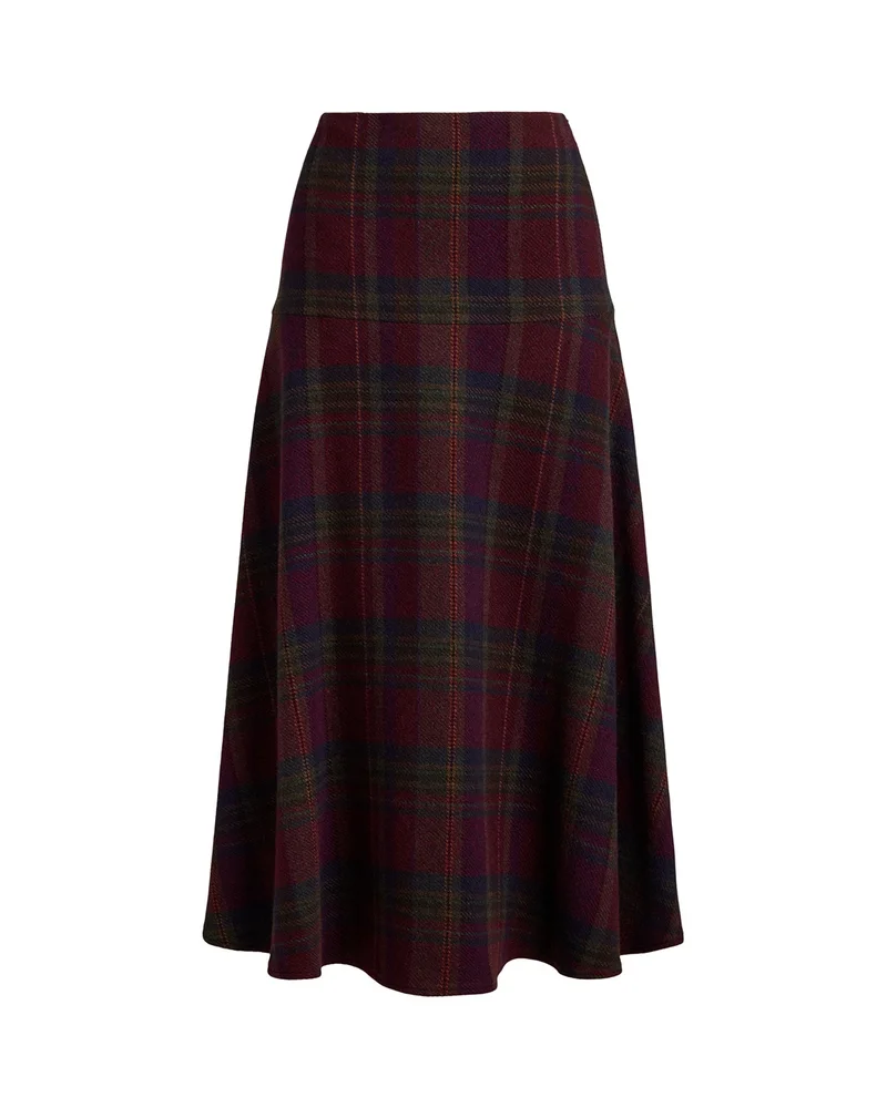 Plaid Tweed Fitted Yoke Skirt