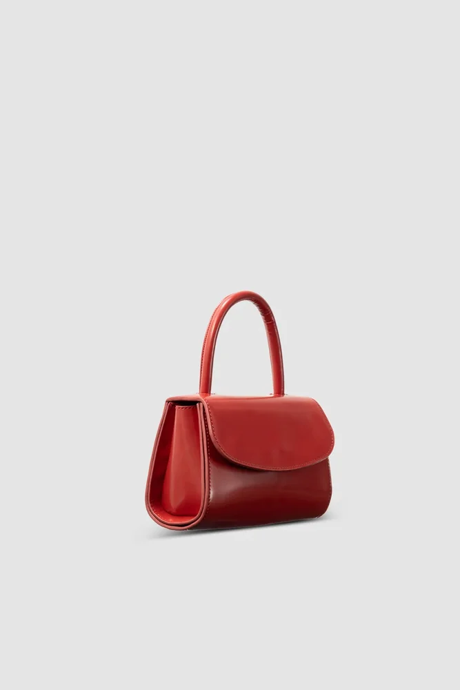 Mini 2.0 Semi Patent Top-Handle Bag in Red