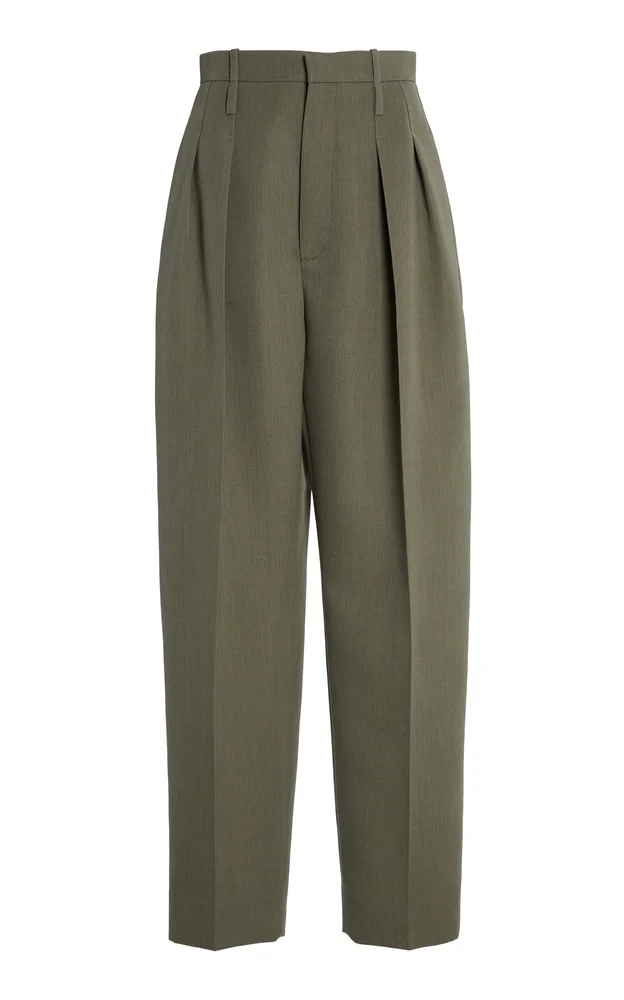 Wool Melange Toile Wide-Leg Pants