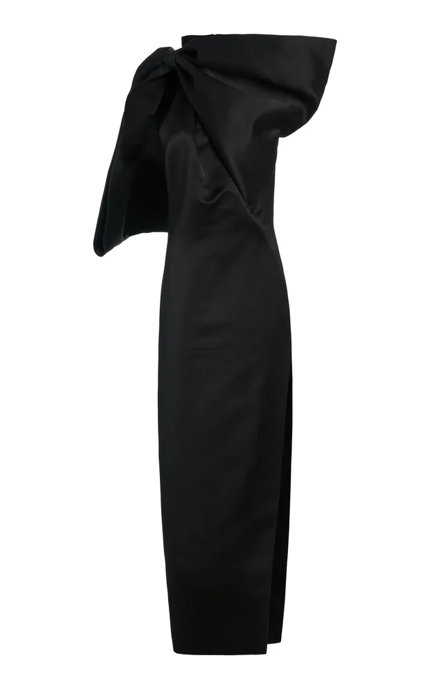 Bow-Embellished Silk Maxi Dress