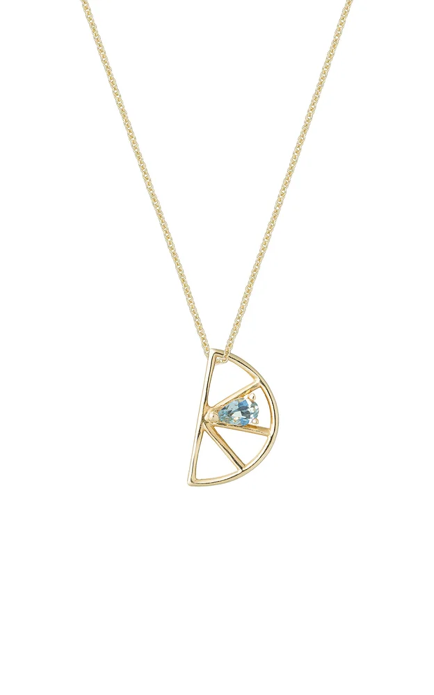 Media Naranja 9K Yellow Gold Gota Aquamarine Necklace