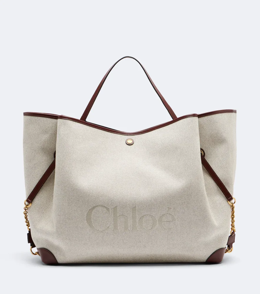 Chloé Clover leather-trimmed canvas tote bag