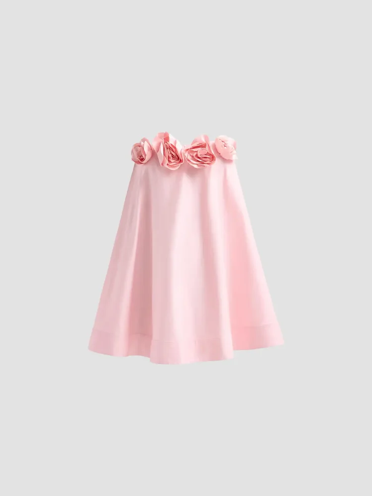 Nerisia 3D Floral Strapless Trapeze Minidress