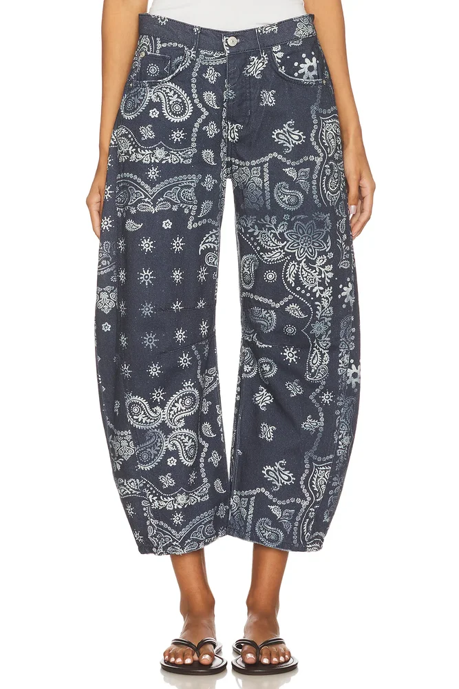 We The Free Good Luck Printed Barrel Jean