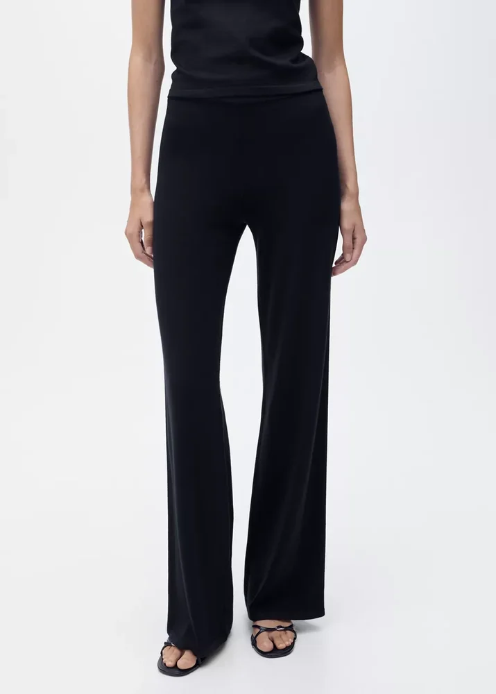 Fine-knit wide leg trousers - Women
