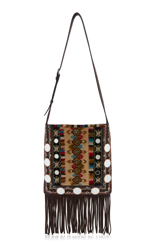Embellished Fringed Crossbody Bag