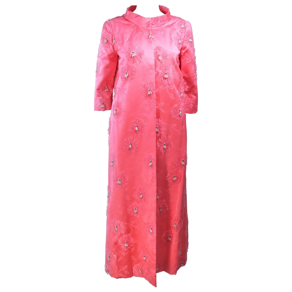 Pink 1950's Silk Beaded Opera Coat Size 6