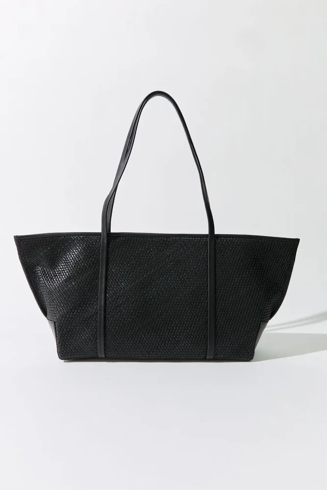 Woven Bateau Tote - Black