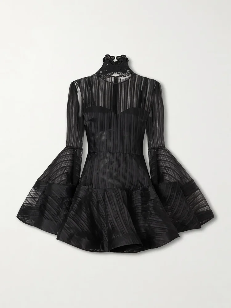 valiant lantern silk chiffon mini dress