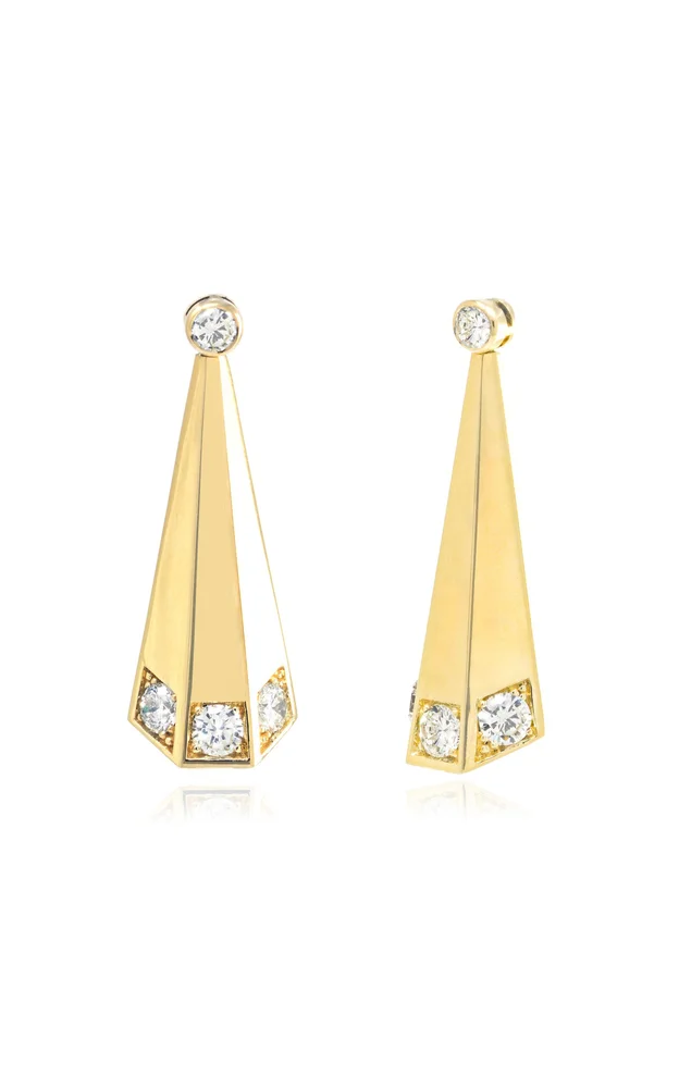 Deco 18K Yellow Gold Diamond Earrings