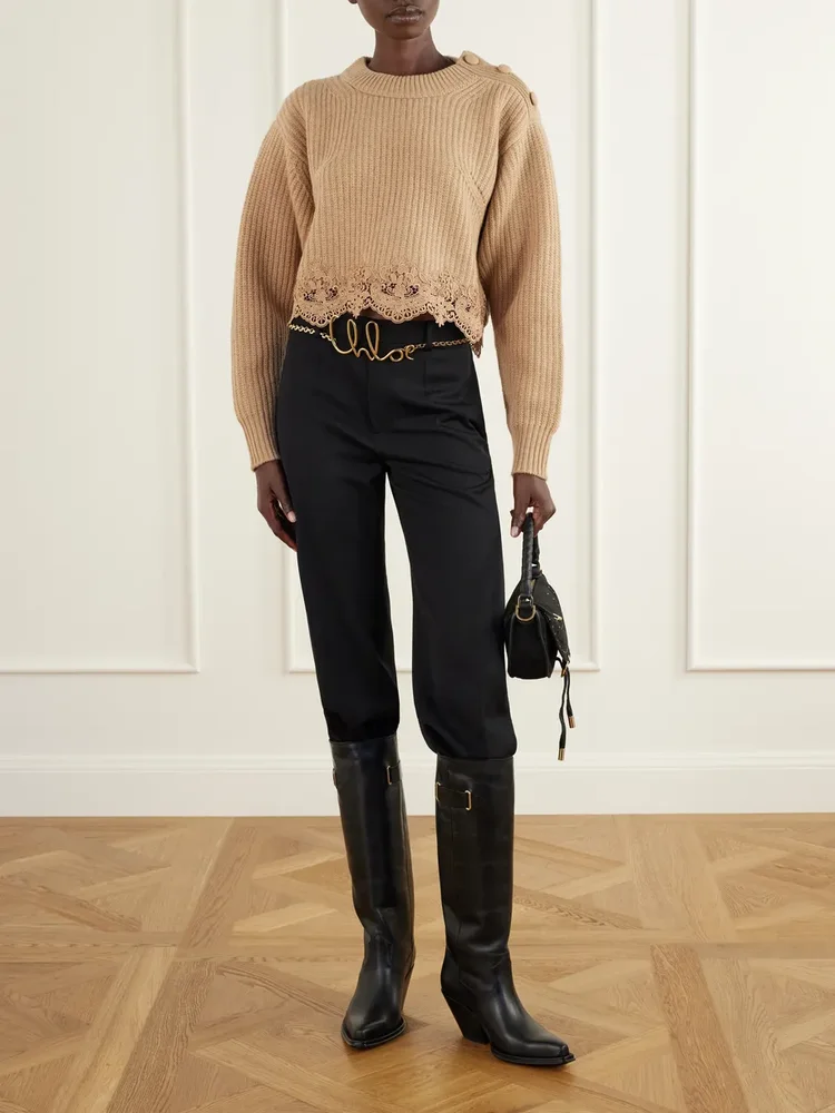 Azelan embroidered leather knee boots
