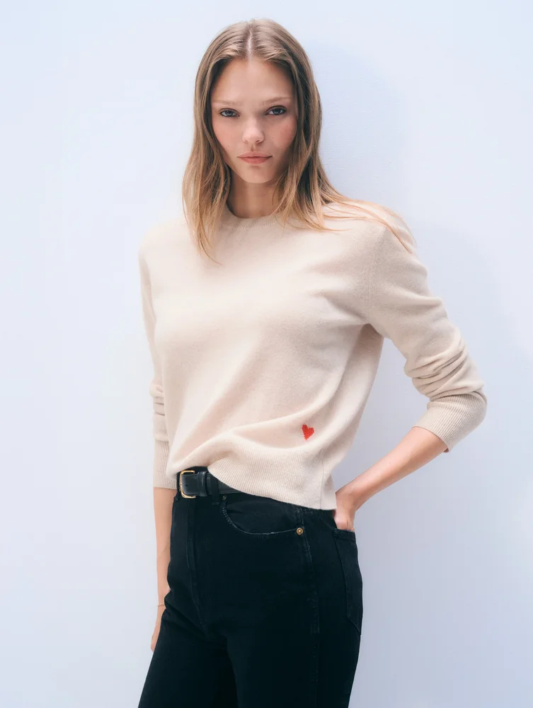 Cashmere Heart Crewneck