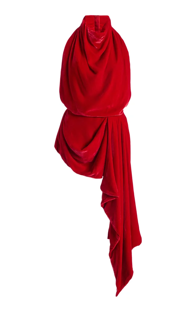 Open-Back Draped Velvet Top