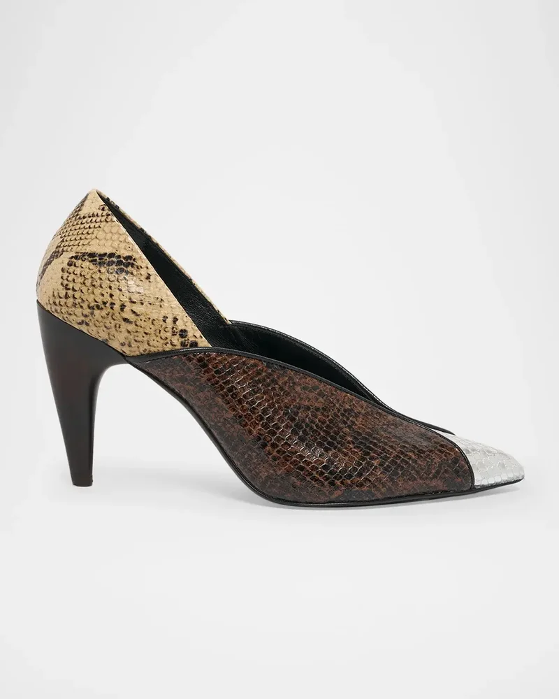 Luza 90MM Colorblocked Snakeskin-Embossed Leather Pumps