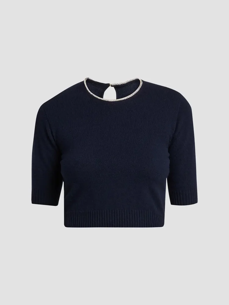 Cashmere Contrast Neck Sweater