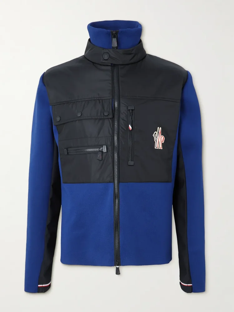 Logo-Appliquéd Fleece and Tech-Jersey Zip-Up Jacket
