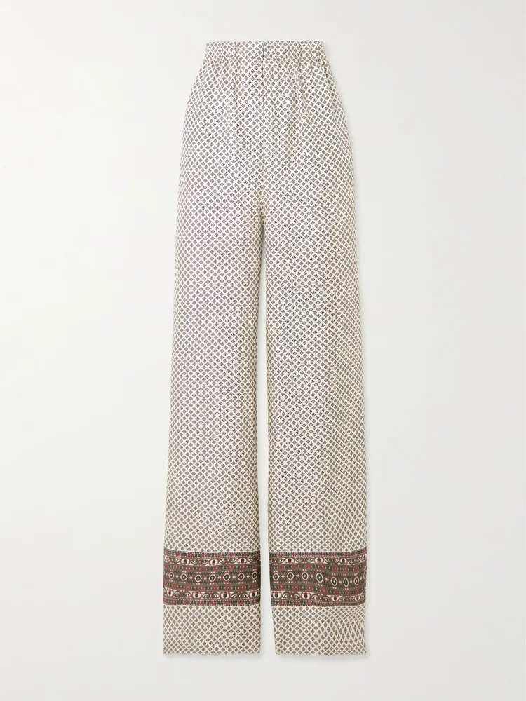 Valerio printed silk-twill wide-leg pants