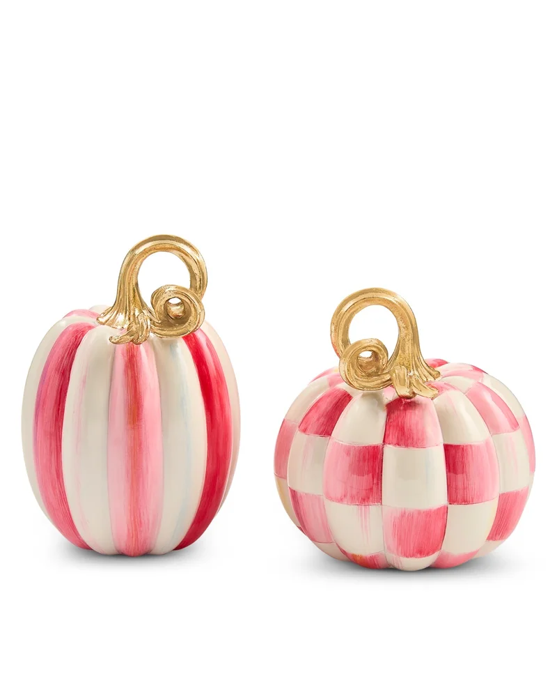 Check and Stripe Petite Pumpkins, Set of 2