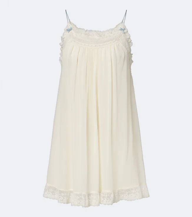 Penelope lace-trimmed silk georgette minidress