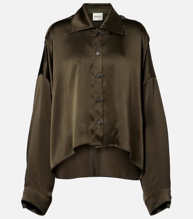 Bodine asymmetric silk satin shirt