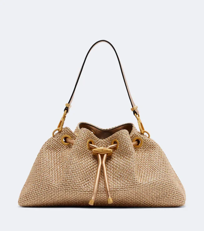 Cinch Small raffia-effect tote bag