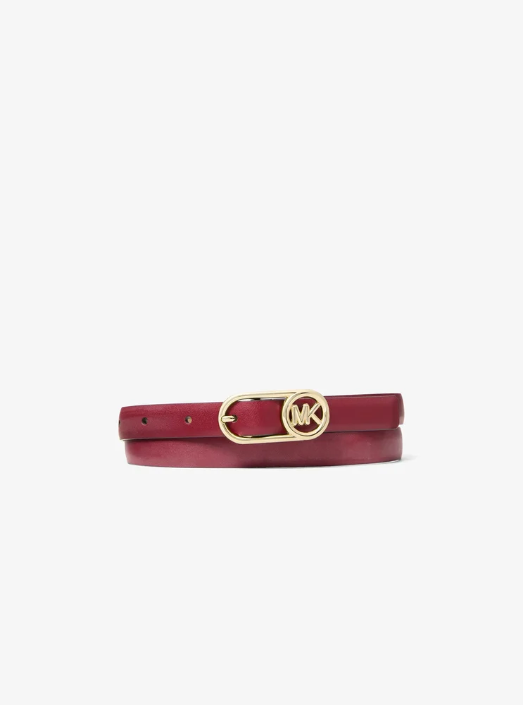 Logo Buckle Leather Belt