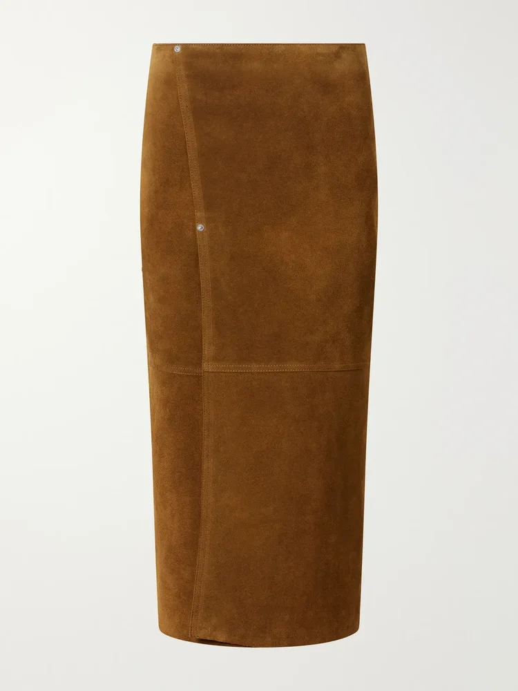 melete suede midi skirt