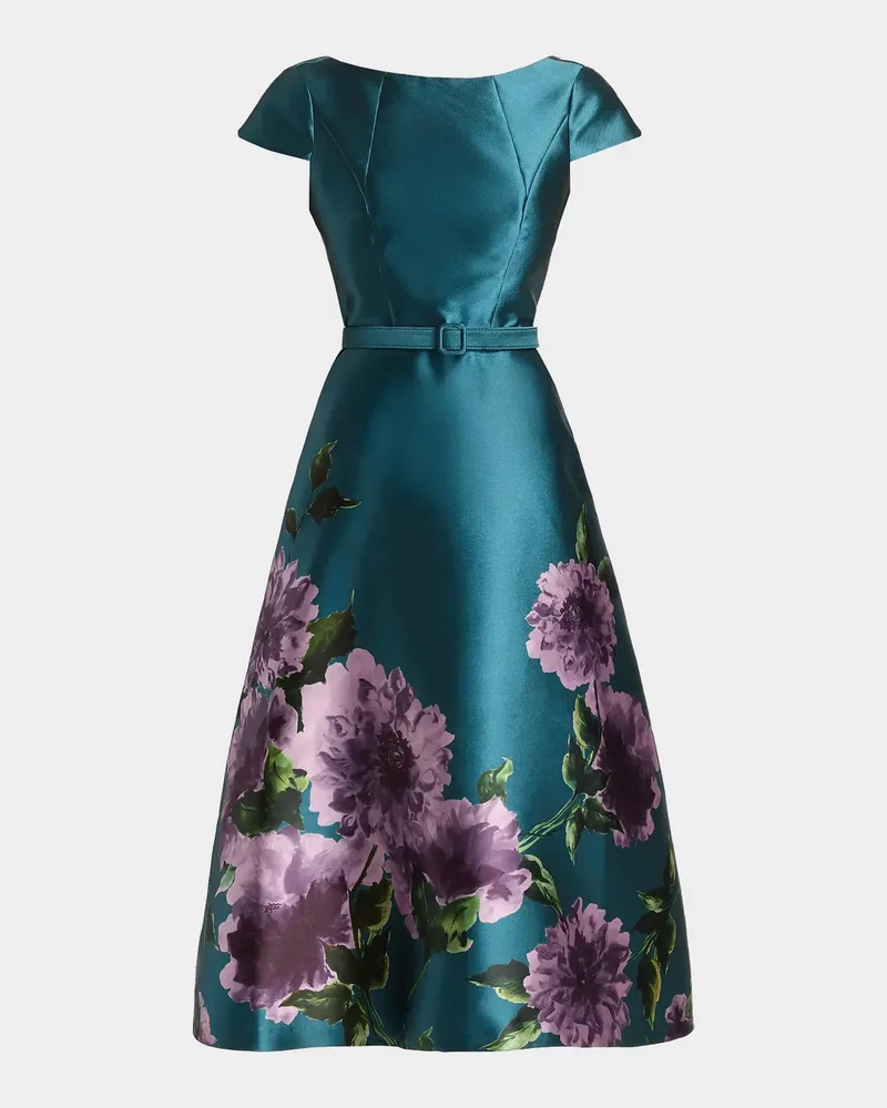 Ina Floral-Print Mikado Midi Dress