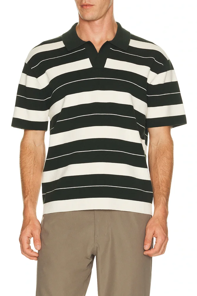 Knit Stripe Short Sleeve Polo Shirt