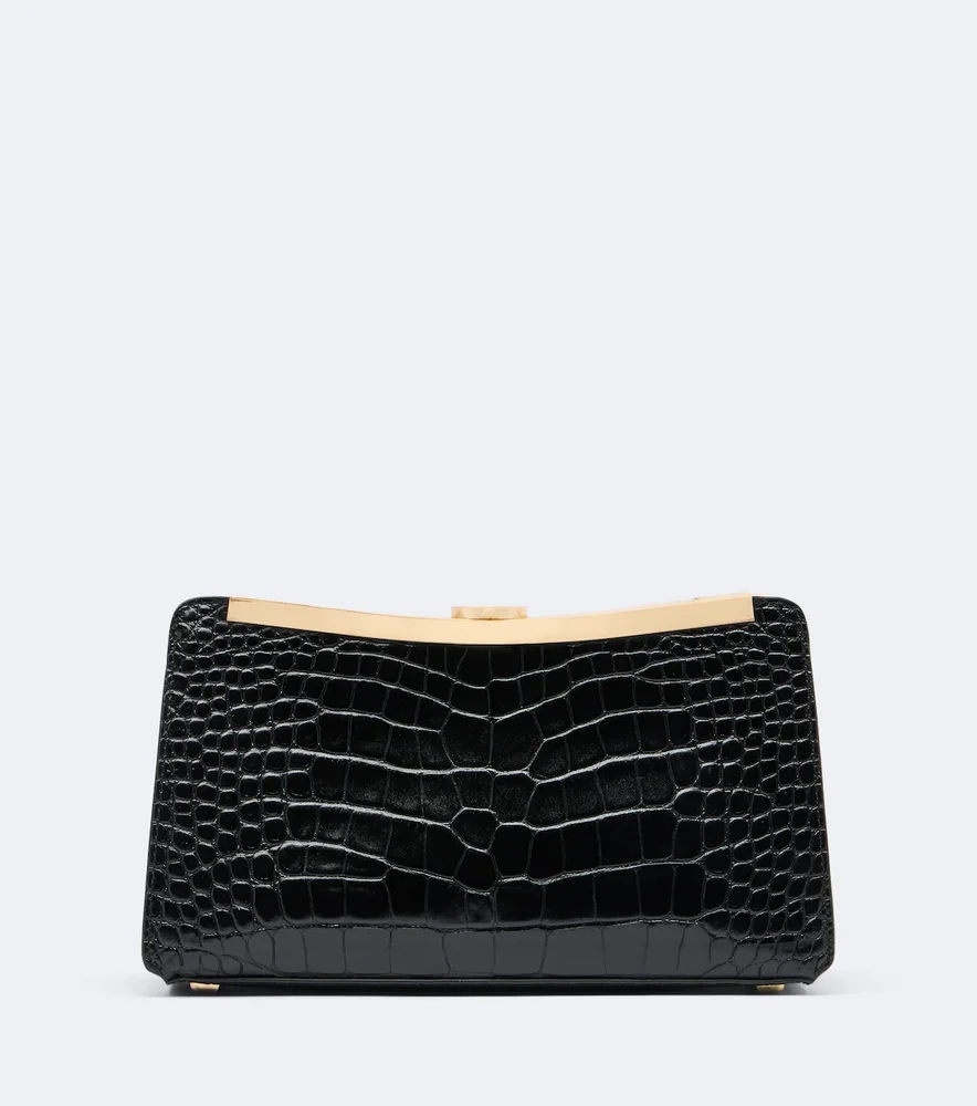 Solange croc-effect leather clutch