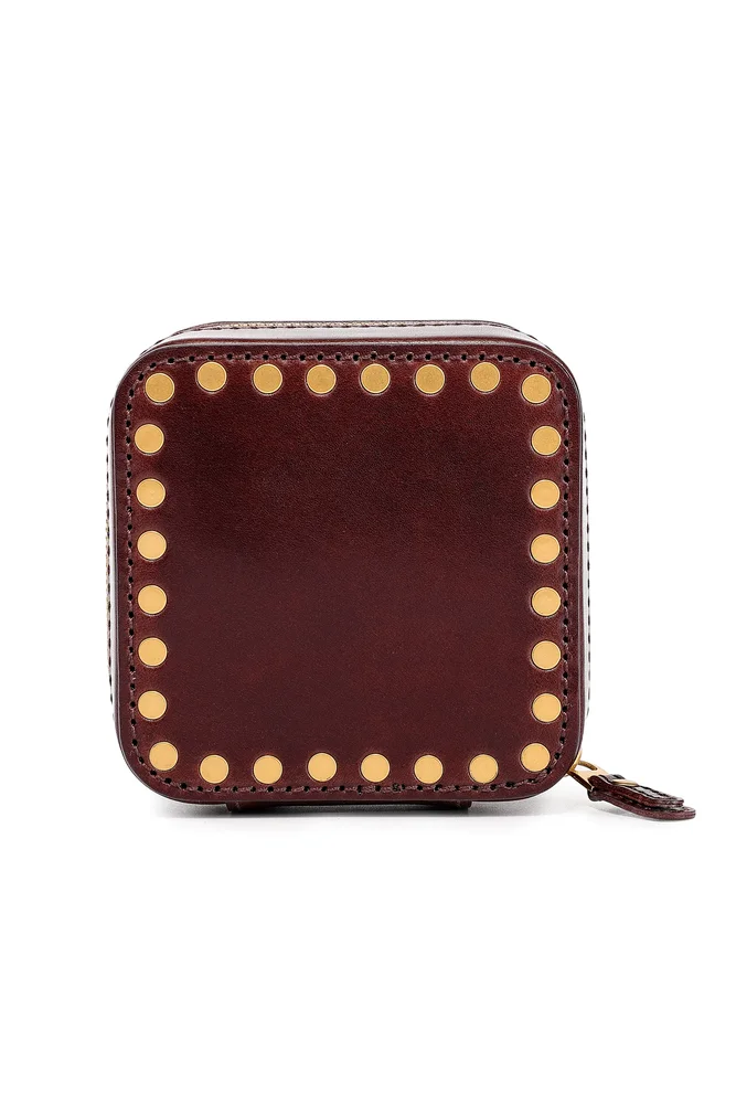 Cube Genuine Leather Compact Jewelry Box