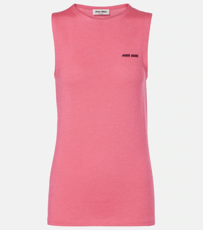 Logo cashmere and silk top