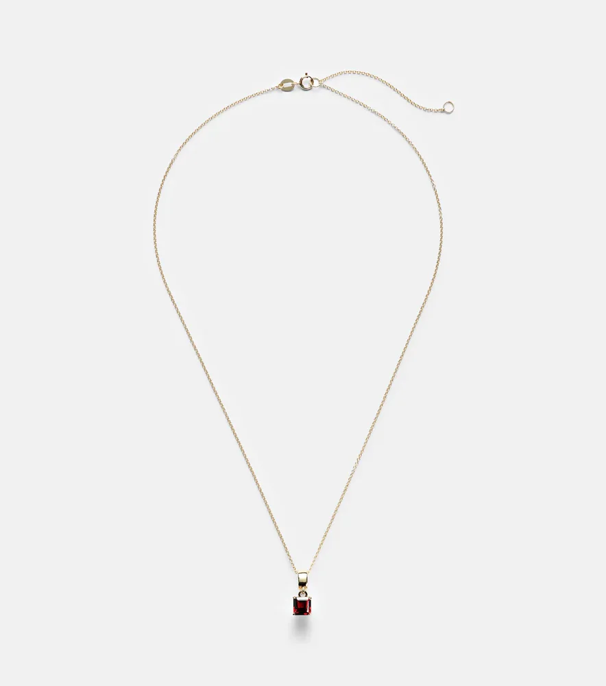 10kt gold charm necklace with garnet