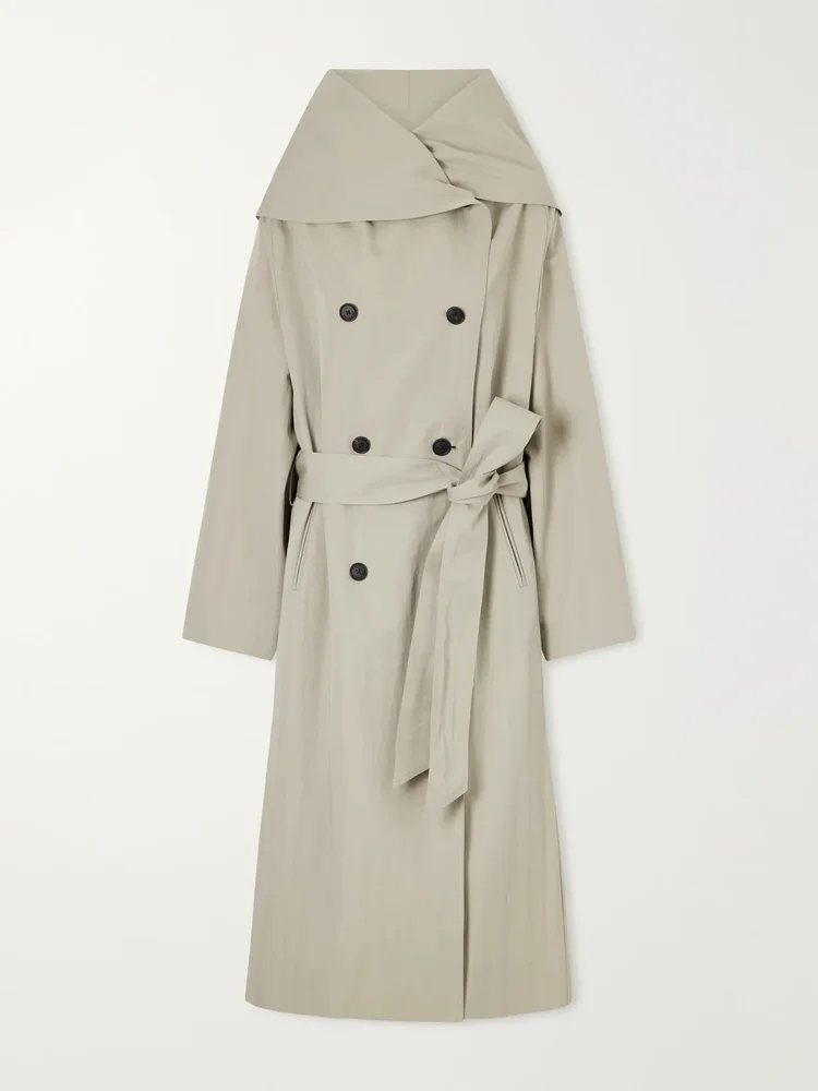 Dorothy double-breasted belted cotton-blend trench coat