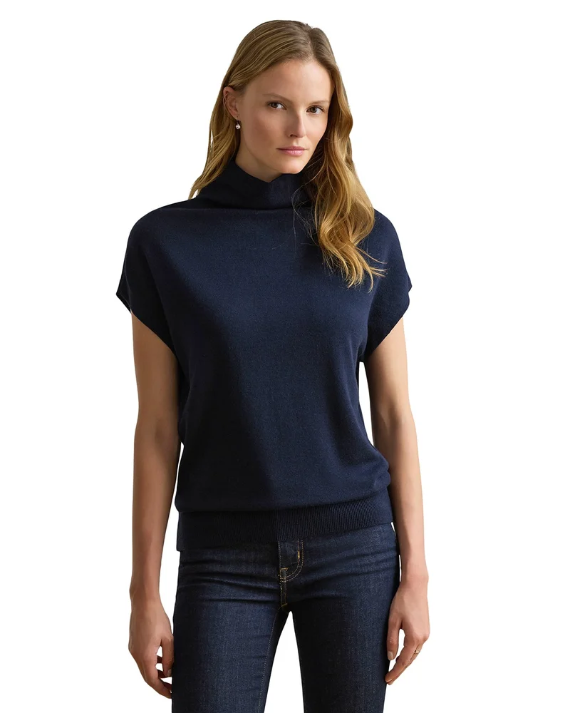 Cotton Modal Mockneck Cap Sleeve Sweater