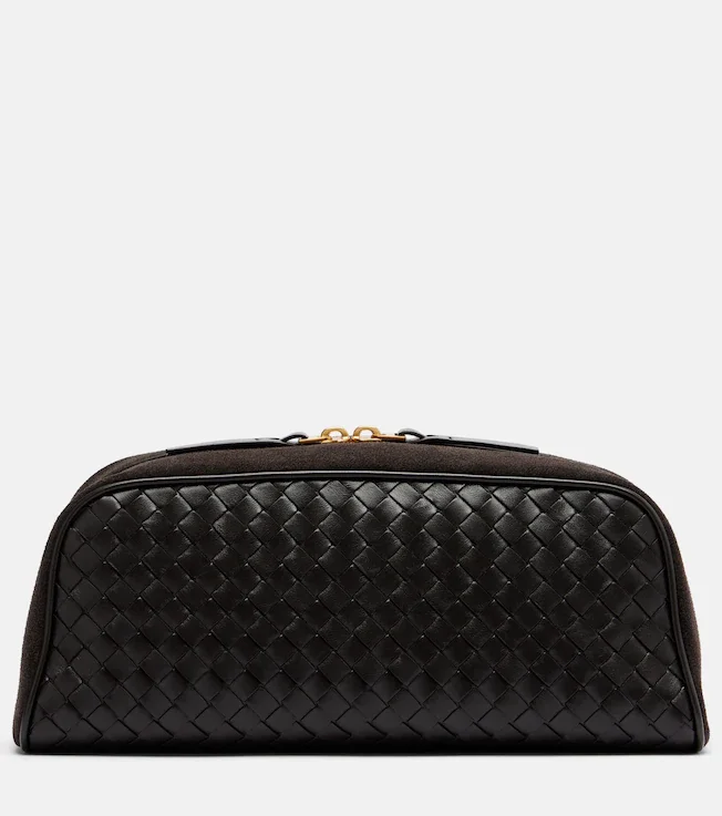 Intrecciato leather clutch