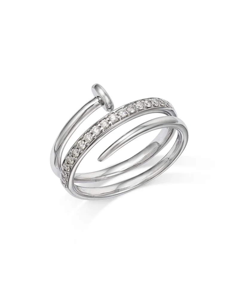 Diamond Nail Coil Ring in 14K White Gold