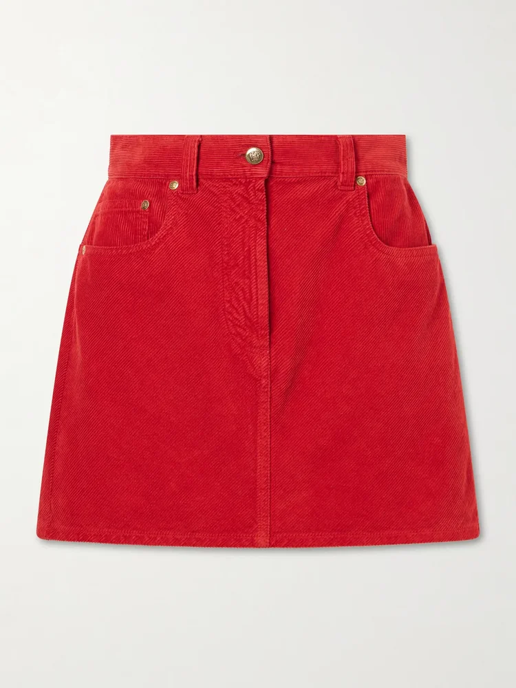Cotton-velvet mini skirt