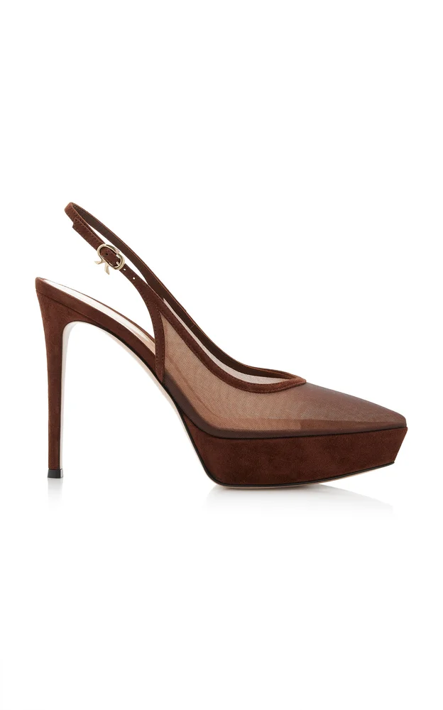 Mesh Platform Slingback Pumps