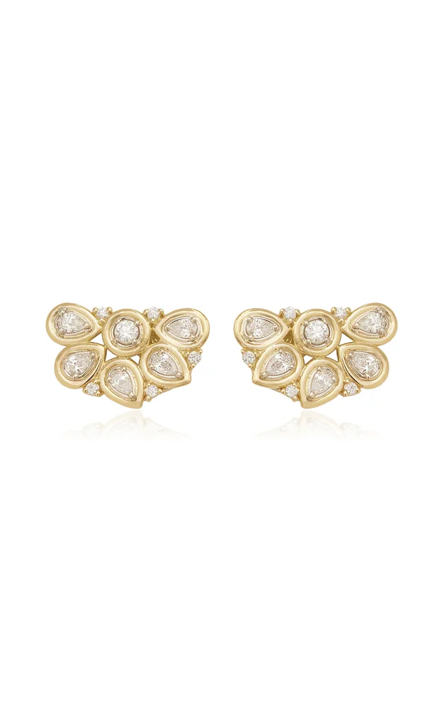 18K Yellow and White Gold Diamond Earrings