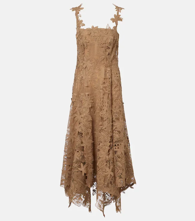 Floral guipure lace midi dress