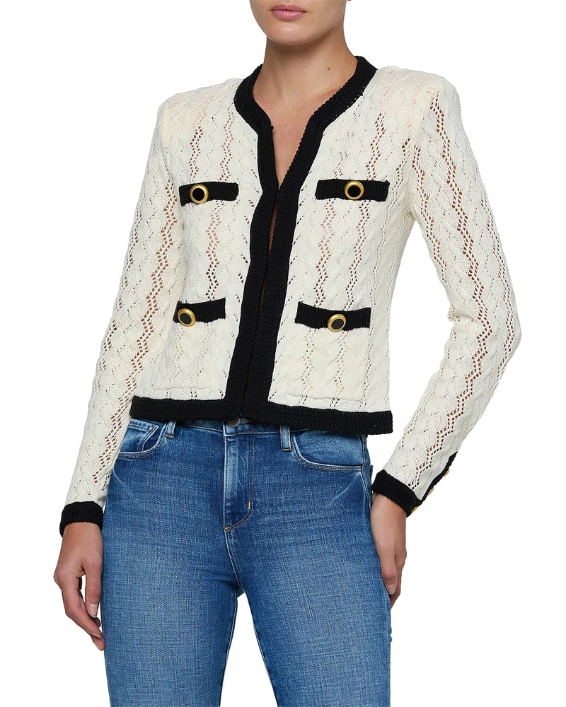 Zephyra Cont Pointelle Cardigan Sweater