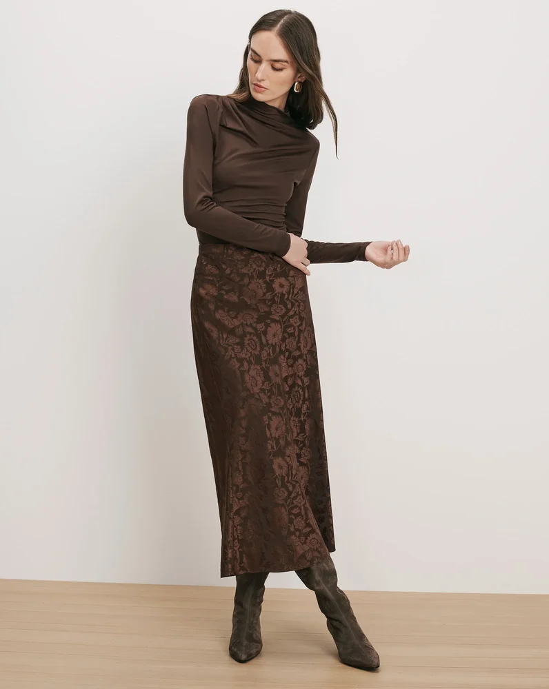 Veronica Beard Clover Floral Midi Skirt