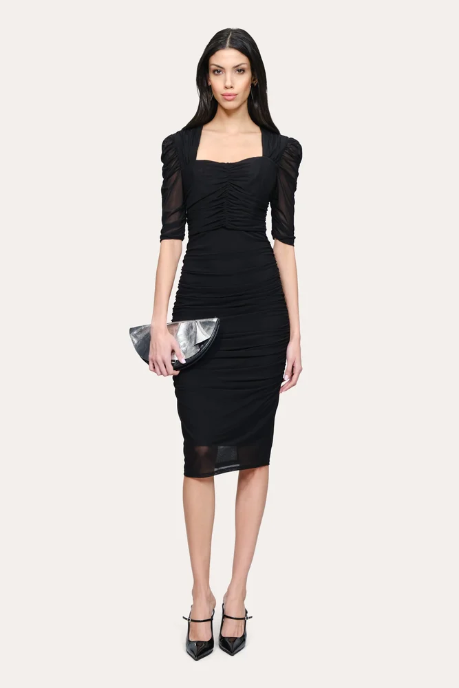Ruched Mesh Dress