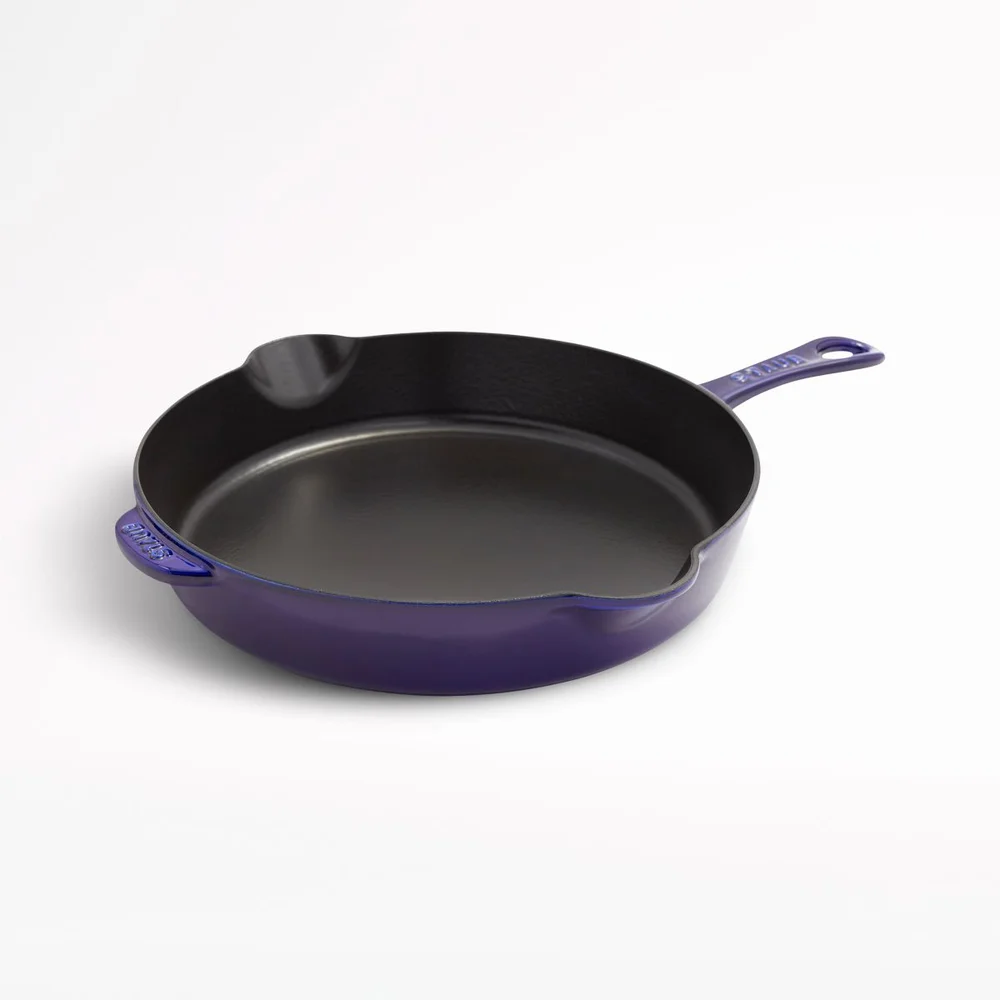 11" Dark Blue Enameled Cast Iron Traditional Deep Skillet
