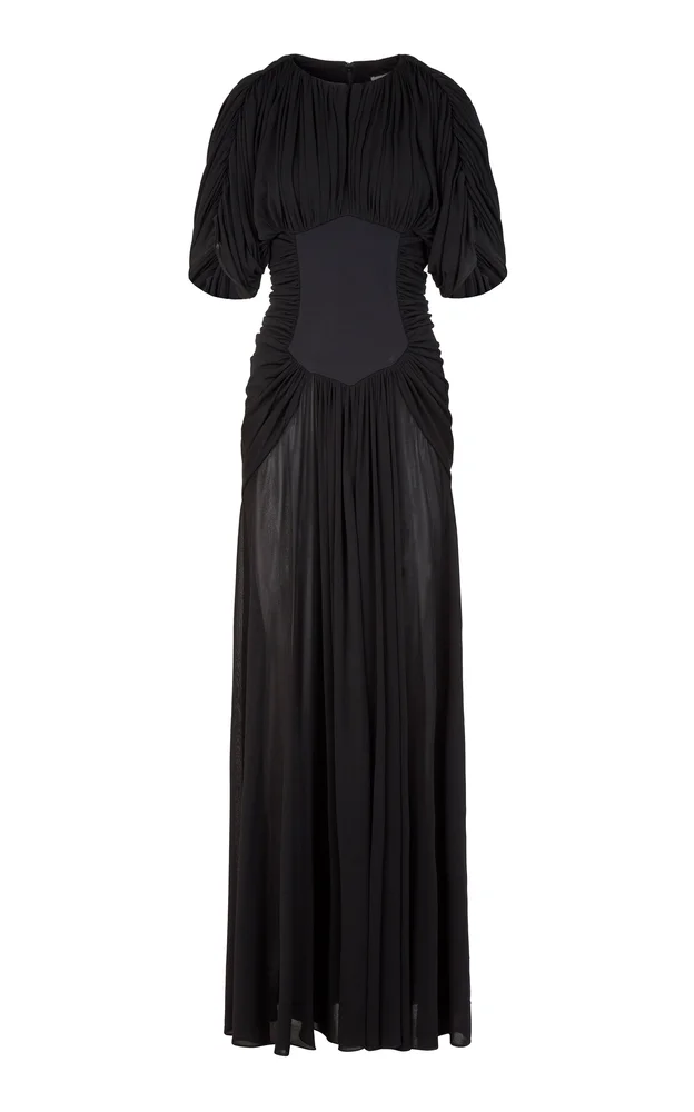 Micka Gathered Georgette Maxi Dress